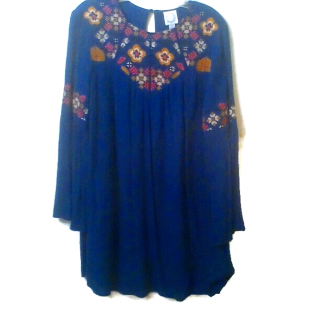 Blue Rain Bohemian Dress Blue Size Small